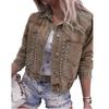 New Arrival Women's Plus Size Beaded Stretch Denim Top Jacket