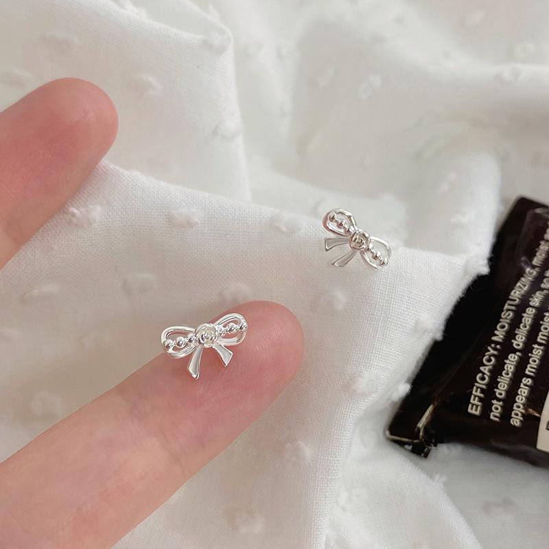 Bow Rose Earrings Pastoral Style Cute Fresh Literary Simple Earrings