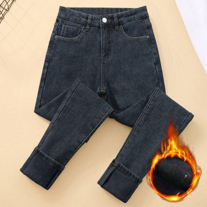 

Узкие джинсы для женщин осень-зима и зима с плюшевыми эластичными облегающими брюками-карандашами с высокой талией для маленьких ног 32