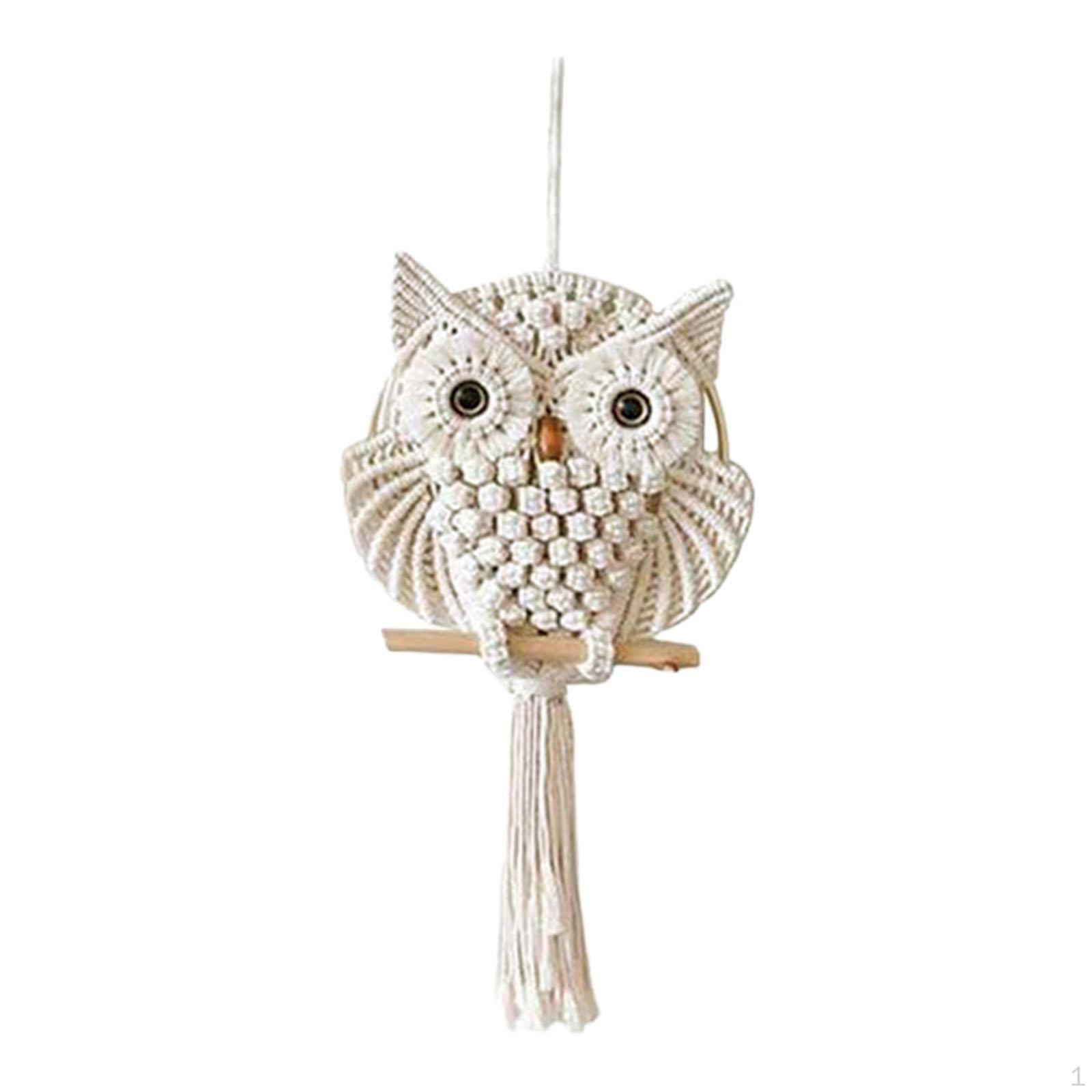 

Подвесной декор в стиле бохо-совы в технике макраме для спальни и детской комнаты 50x20cm