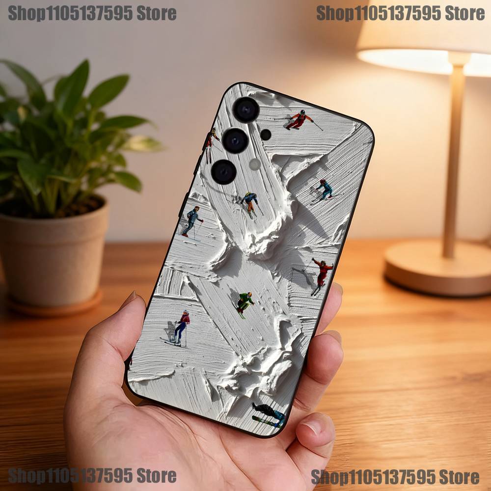 Skiing Snow Snowboard Ski Phone Case For Samsung S25,S24,S21,S22,S23,S30,Ultra,S20,Plus,Fe,Lite,5G Black Cover