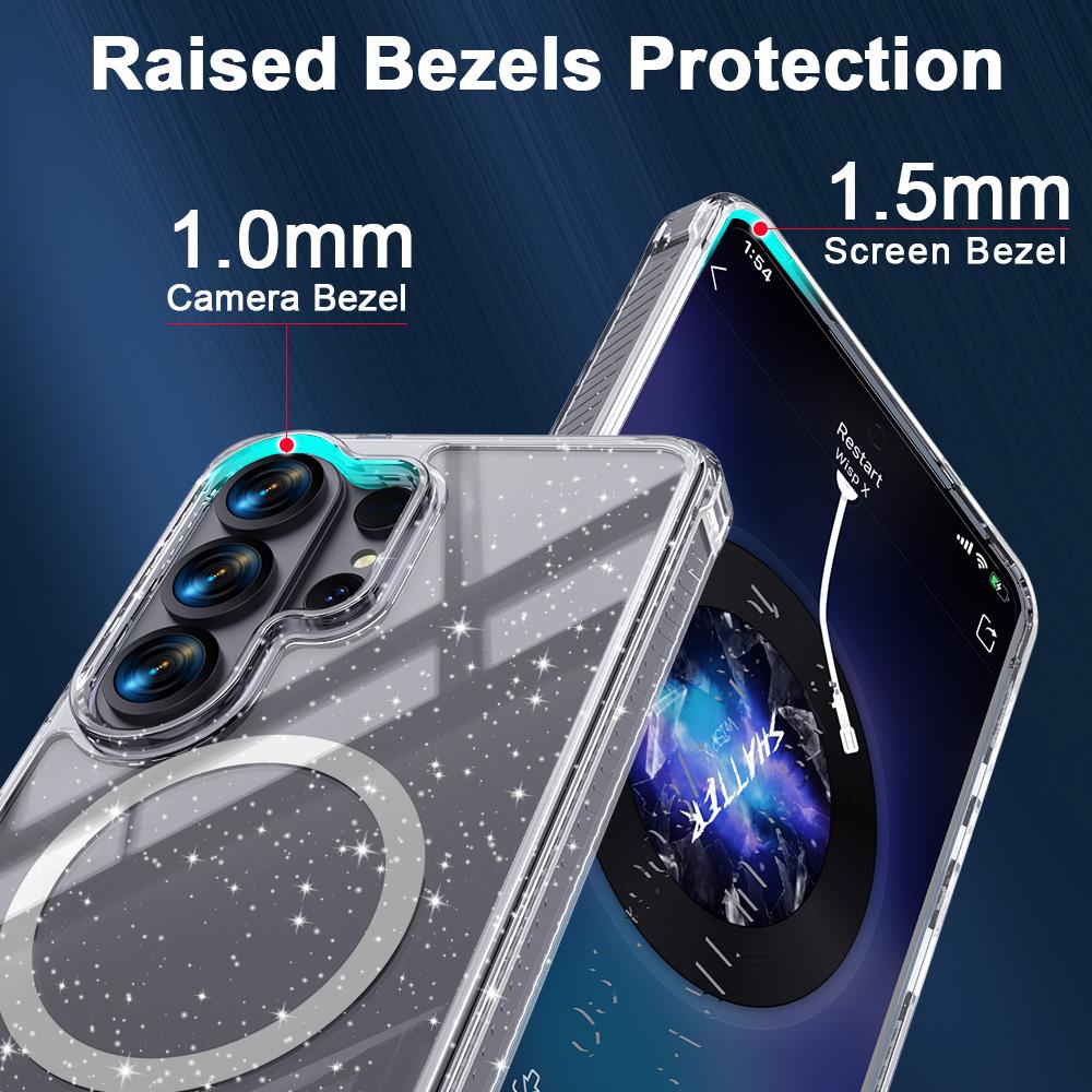 Airbag Antiknock Glitter Case For Samsung Galaxy S26 Plus S25 S24 Ultra for Magsafe Magnet Wireless Charging Matte Cover