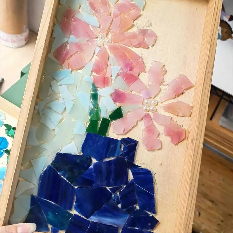 100g/Lot Mosaic Tiles Stained Glass Mosaic DIY Handmade Coaster Mosaic Puzzle Making Art Wall Decoration Supplies Color arte
