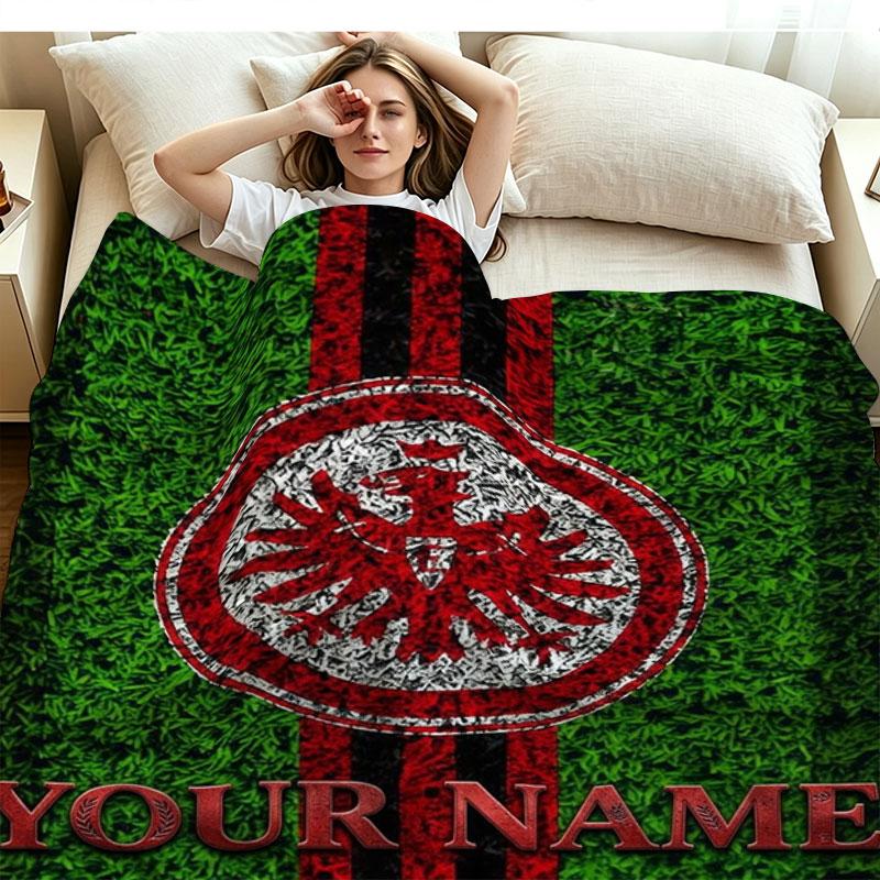 1PC Eintracht Frankfurt Custom Name Patterned Flannel Blanket Suitable For All Seasons for Home Decor Warmth and Comfort Gifts Holiday Present