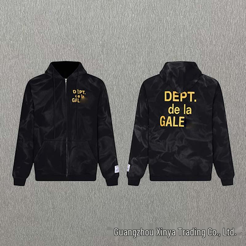 GALLERY DEPT Bluza Unisex z Kapturem Bawełniana z Plamami Farby Graffiti - Jesienna Luźna