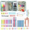 Aluminum Crochet Hook Kits Handmade Crafts Knitting Needles Set Comfortable Grip with Storage Bag for DIY Scarves Gloves