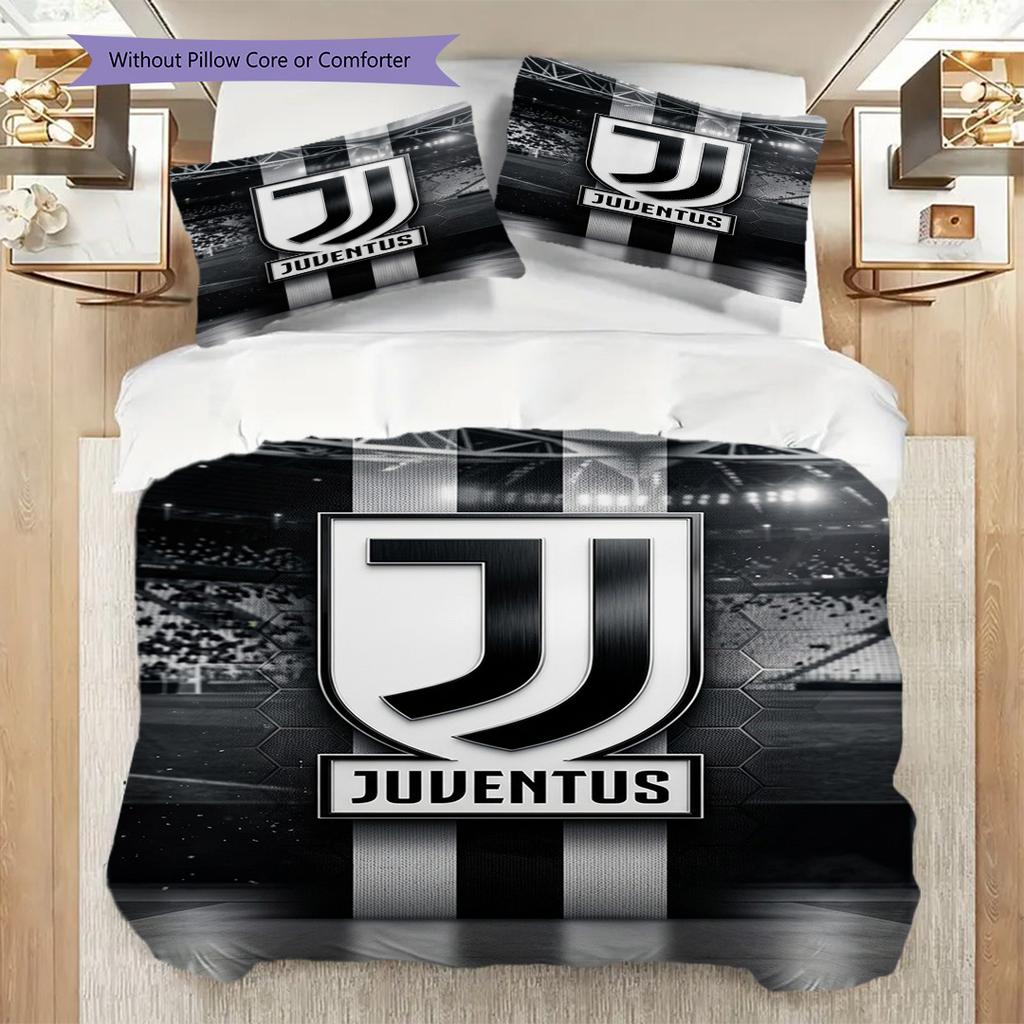 Juventus Football Glory Bettwäsche (1 Bettbezug + 2 Kissenbezüge, ohne Füllung) Bettbezug und Kissenbezug Weihnachts-Geburtstagsgeschenk
