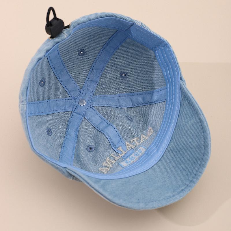 Cappellino da Baseball in Denim con Ricamo di Lettere per Bambini Primavera 2026 - Unisex per Neonati, Casual, con Visiera Morbida, Cappello alla Moda