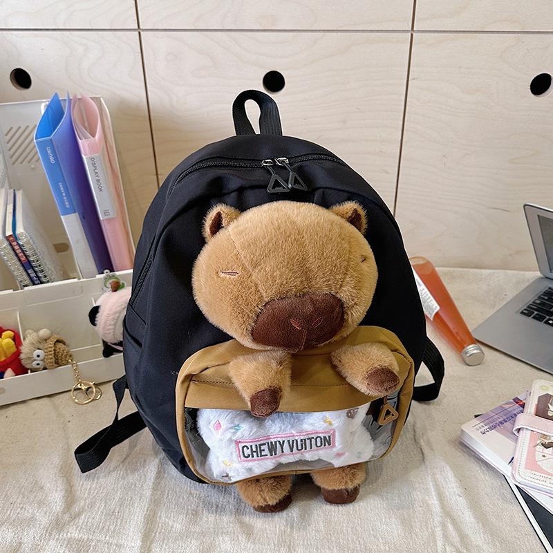 Cute capybara backpack women's large capacity ins design sense funny backpack soft girl girl junior high school student schoolbag