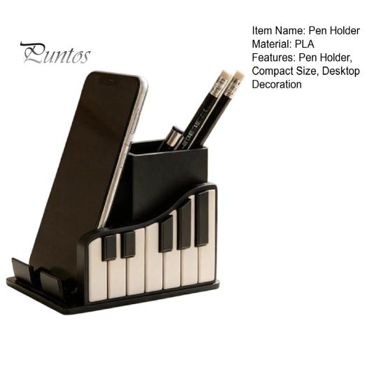 Schwarz-Weiß Schreibtischzubehör Klavierform Stifthalter, Kreativer Musik-Themen-Organizer, mit Handy-Büromaterialien Dekor Halter Design, Schreibwaren