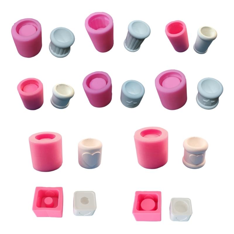 3D Cylinder Świecznik Silikonowy Forma Ręcznie Robione Formy Do Świeczników Tealight Mydło Glina Forma Do Tworzenia Dekoracji Weselnych Domu