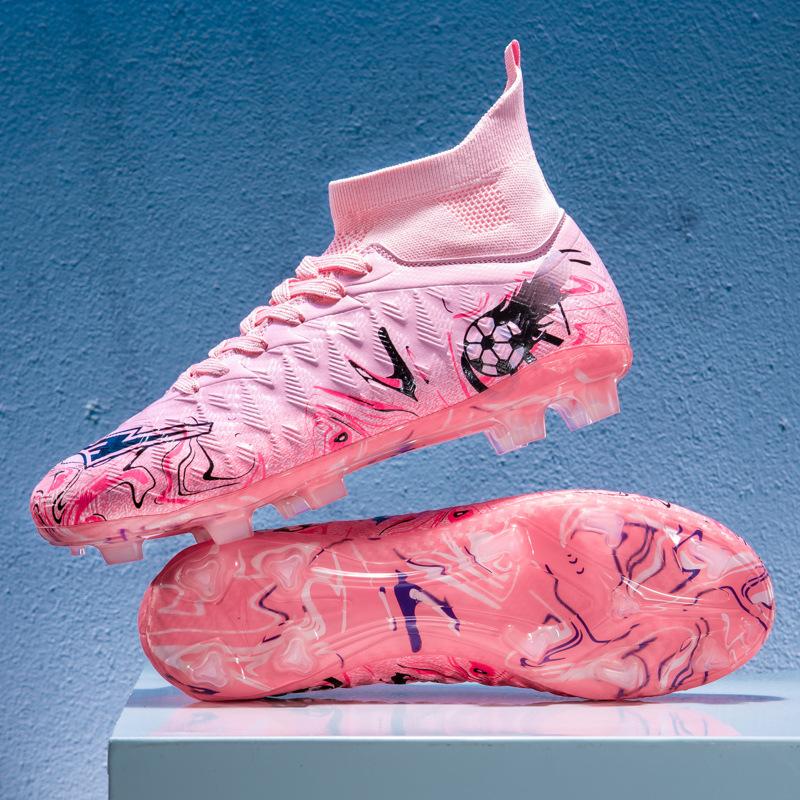 High-top Broken Nails Football Shoes Boys and Girls Adult Breathable Non-slip Training Shoes Long Nails Competition Sports Shoes