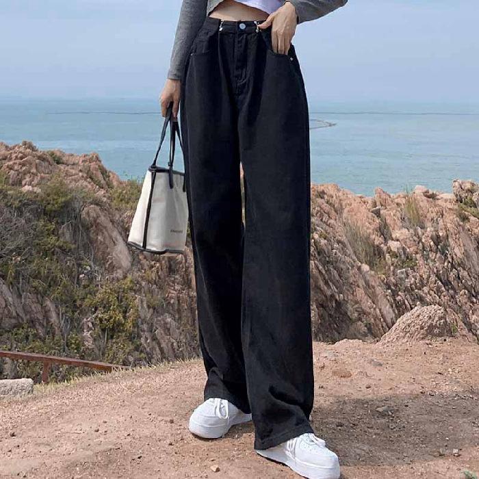 Vintage džíny s vysokým pasem, letní volné tenké, velké rovné široké kalhoty dámské džíny
