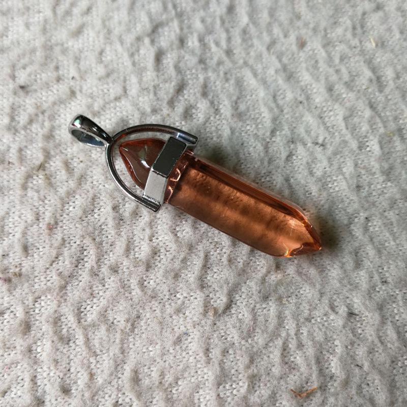 Bohemian Style Agate Crystal Quartz Hexagonal Bullet Pendant Necklace