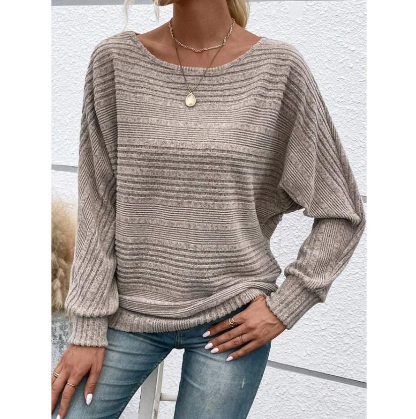Women's Casual Long Sleeve Patchwork Pullover Sweater - Autumn/Winter Collection