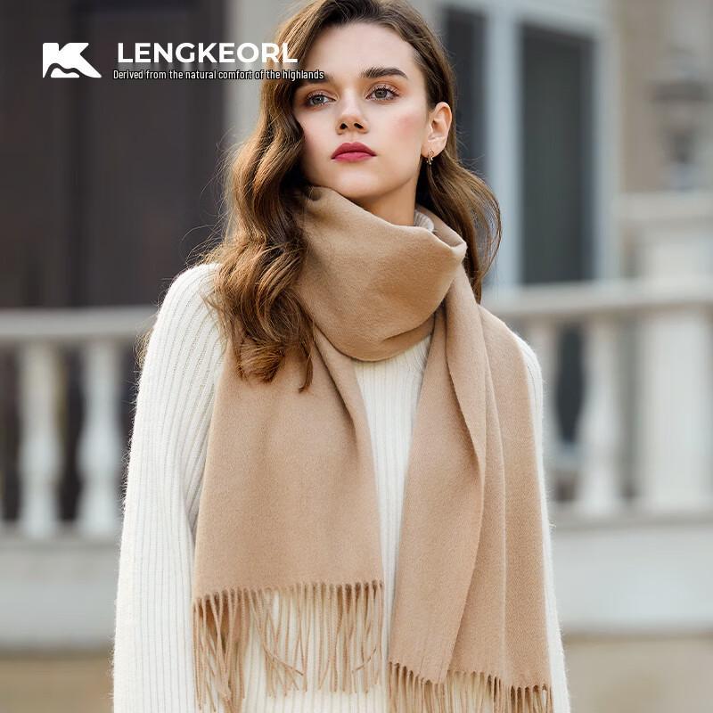 LENGKEORL Women's Handmade 100% Pure Wool Scarf