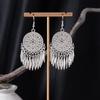 Bohemian Ethnic Miao Silver Tassel Earrings with Butterfly, Peacock, and Flower Design for Women – Long Dangle Jewelry for Travel Photos.