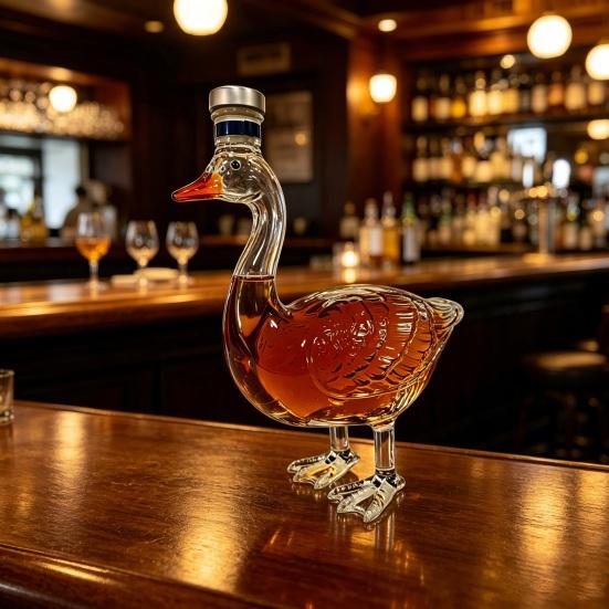 Goose Shape Whiskey Bottle Decanter 3D Bird Liquor Glass with Frosted Stopper