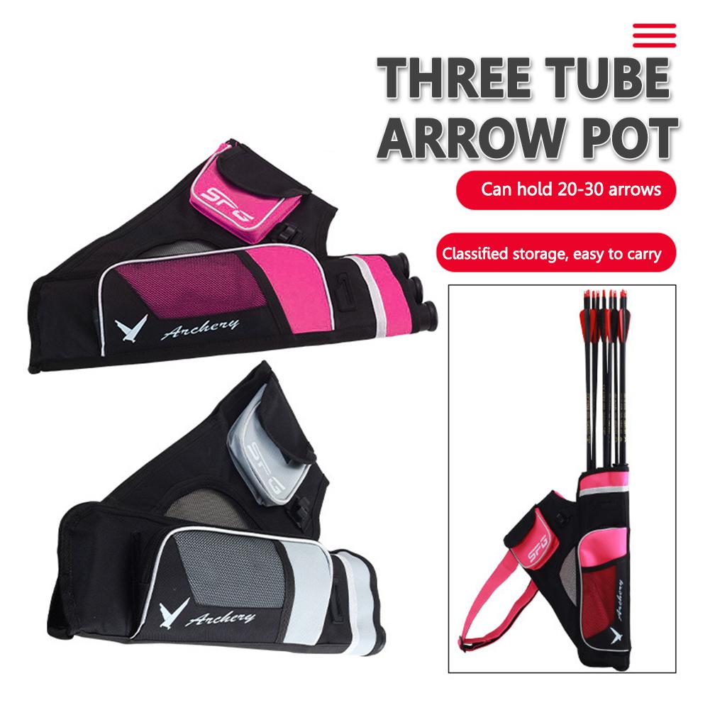 Arrow Bag Oxford Cloth Arrow Quiver 3 Tubes Single Shoulder Bag for Bow Arrow Archery Hunting Shooting Accessories