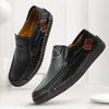 Men's Slip-on Casual Leather Shoes Hand-stitched Plus Size 36-50 Loafers Non-slip Soft Sole Flats for Walking Driving