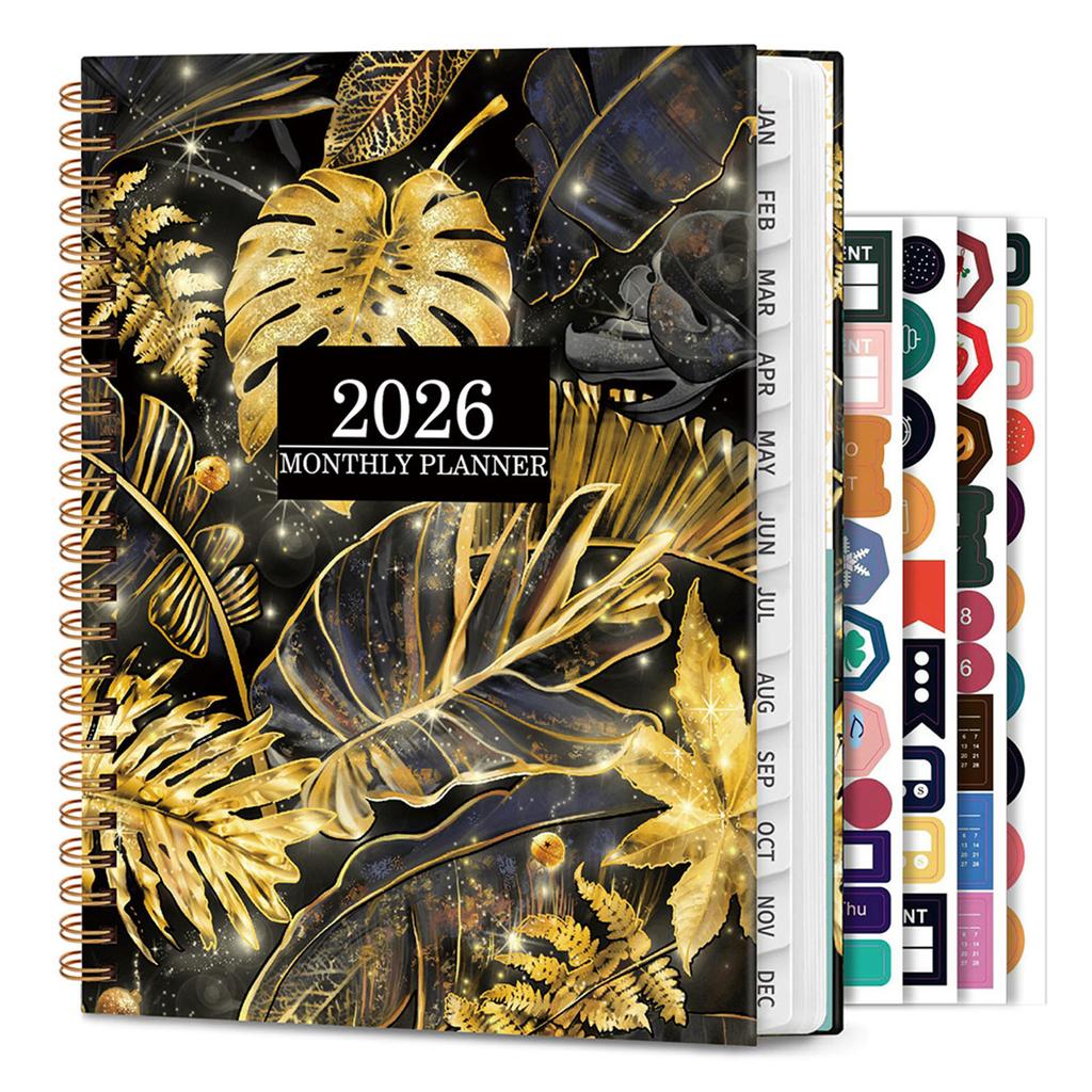 2026 Flower Planner Schedule Organiser Twin Coil Binding Monthly Planner Notebook For Time Management and Scheduling