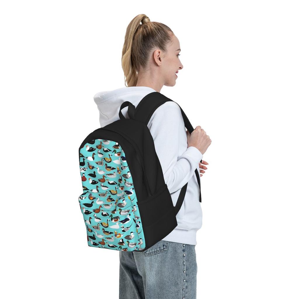 Many Ducks Backpack Animal Print Male Polyester Travel Backpacks Big Kawaii High School Bags Rucksack