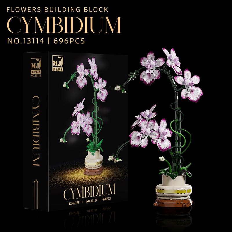 

696 шт. Конструктор «Цветок орхидеи», Модель вазы с искусственными цветами, Кирпичики, Настольные украшения, Детская развивающая игрушка «Сделай сам», Праздничные подарки