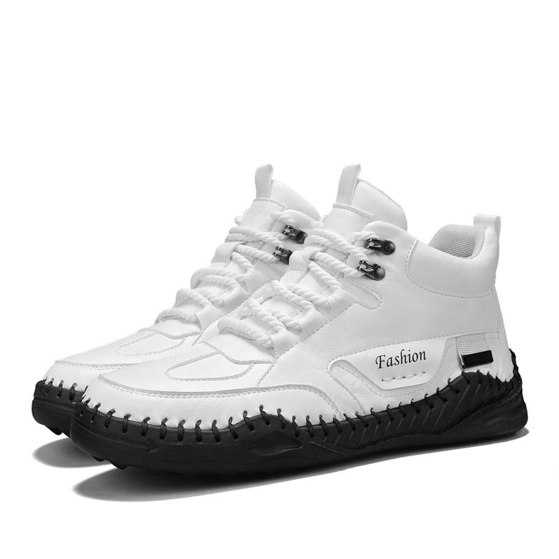 Men Shoes Hand-stitching Leather Men Boots Split Leather Casual Leather Shoes Men Ankle Boots