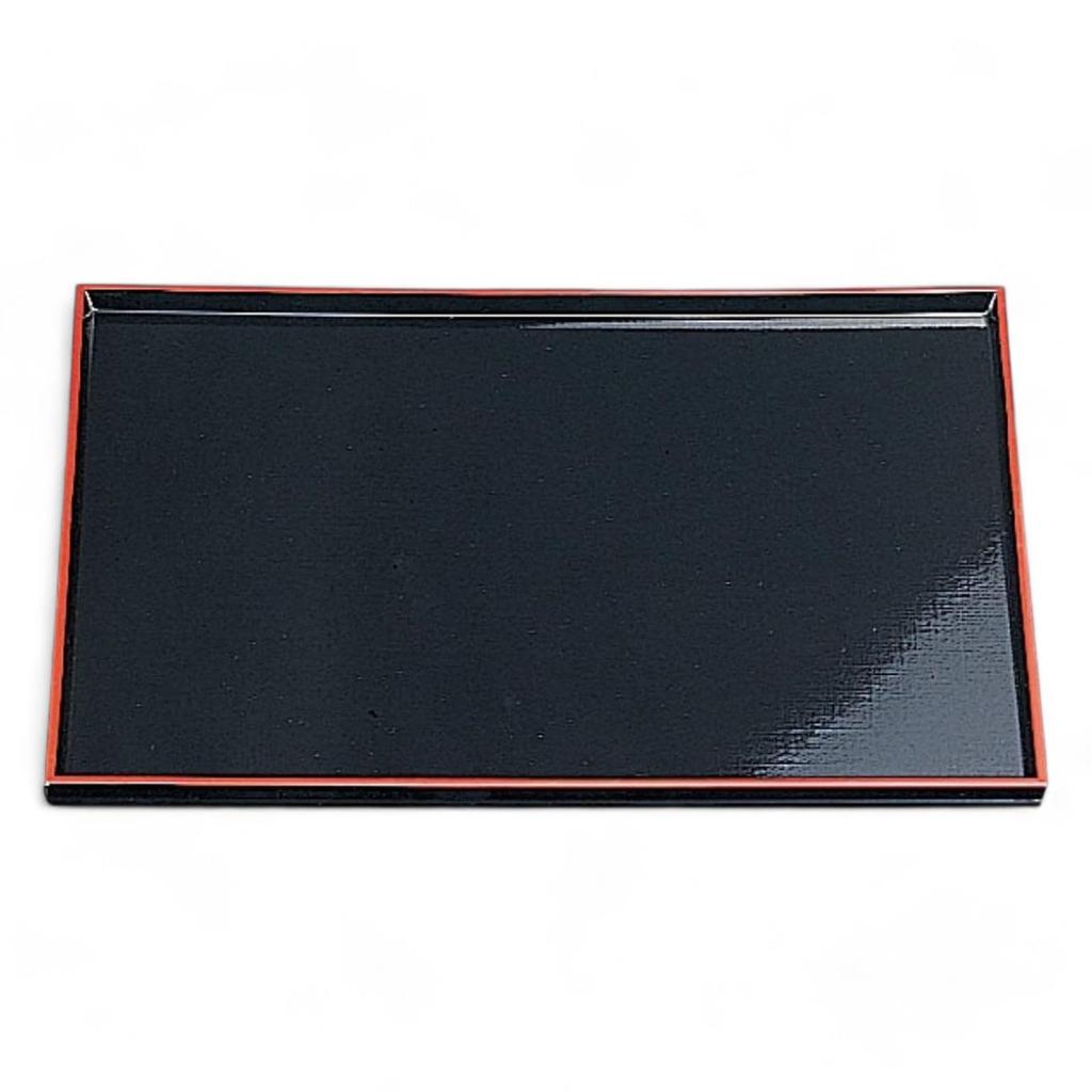Fabric Tray in Black or Lacquerware Made in Japan J-kitchens 3-Shaku (Tray) Red, Non-Slip, 39cm, (ABS Resin),