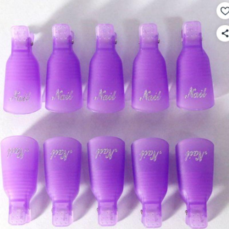 GAMSUNG LIVING Gel Nail Soak Off Removal Clips 10pcs Purple Nail Polish Remover Clips