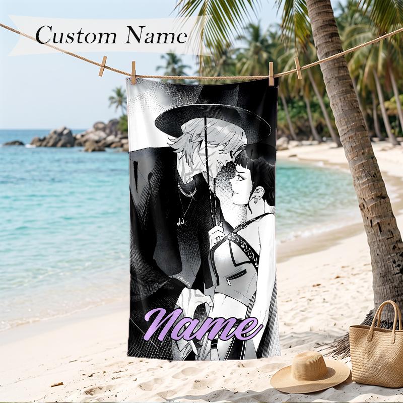 Asciugamano da Spiaggia Stampato con Nomi Personalizzati Mystery & Zoey Asciugamano Morbido Personalizzato per Nuoto Spiaggia Viaggio