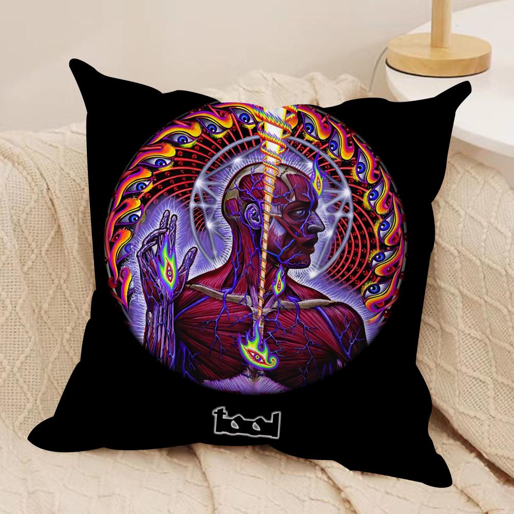 T-Tool Band Rock Cushion Cover Silky Short Plush Sofa Pillow Cover Hidden Zipper Soft Dustproof Case for Home Decor