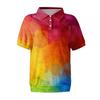 Women's Casual Floral Print V-Neck Short Sleeve Decorative Button T-Shirt Top