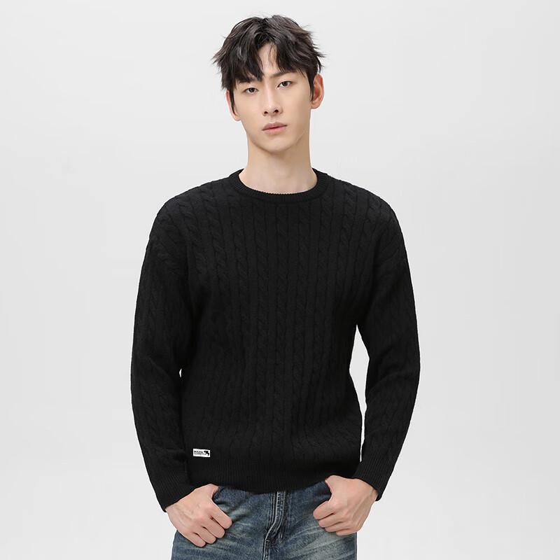 Mark Fairwhale Men's Cable Knit Round Neck Sweater