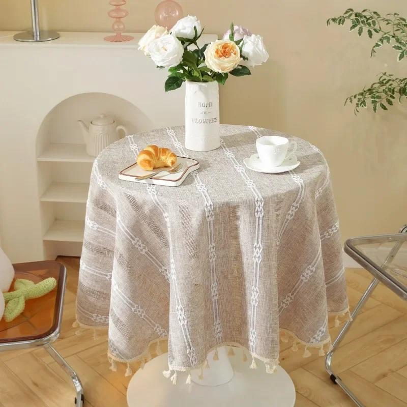 

White Washable Tablecloth Printed Tablecloth Tea Table Cloth Round Desk Long Desk Various Banquet Restaurants diameter 120cm хакі