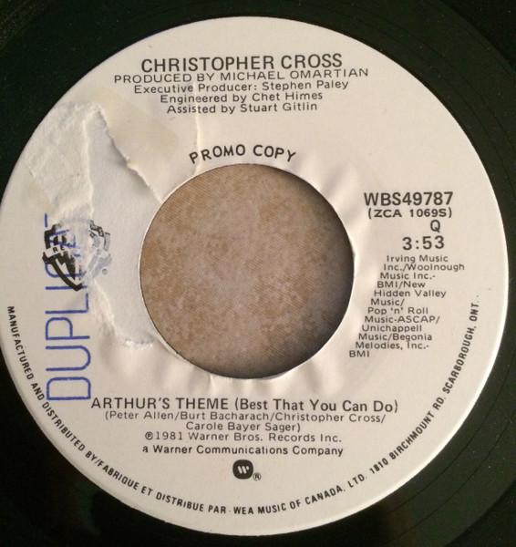 

7inch Record CHRISTOPHER CROSS Arthurs Theme Best That You Can D WBS49787PROMO Warner Bros. Re 1981 Canada Rock Used