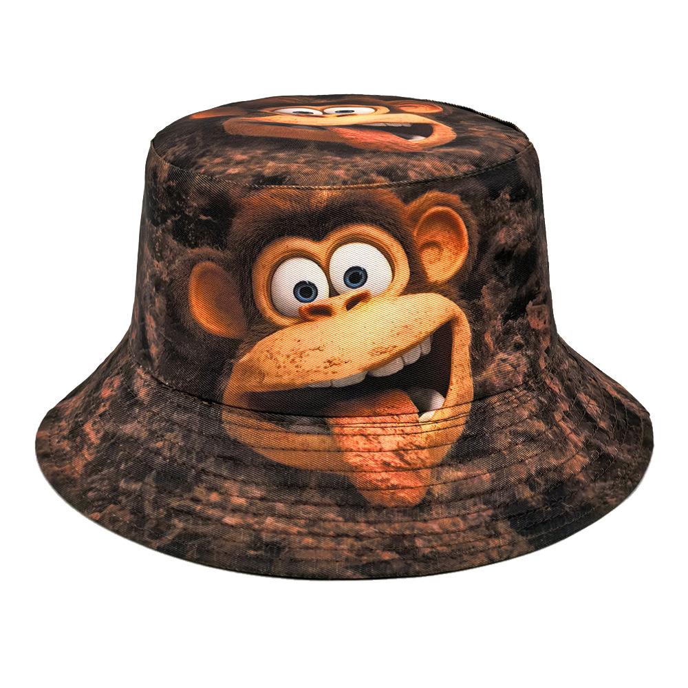 Zealous Sole Women's Funny Monkey Print Bucket Hat Unisex Summer Outdoor Sunscreen Fisherman Hat Beach Travel Sun Hat Men Cute Animal Panama 56-58Cm