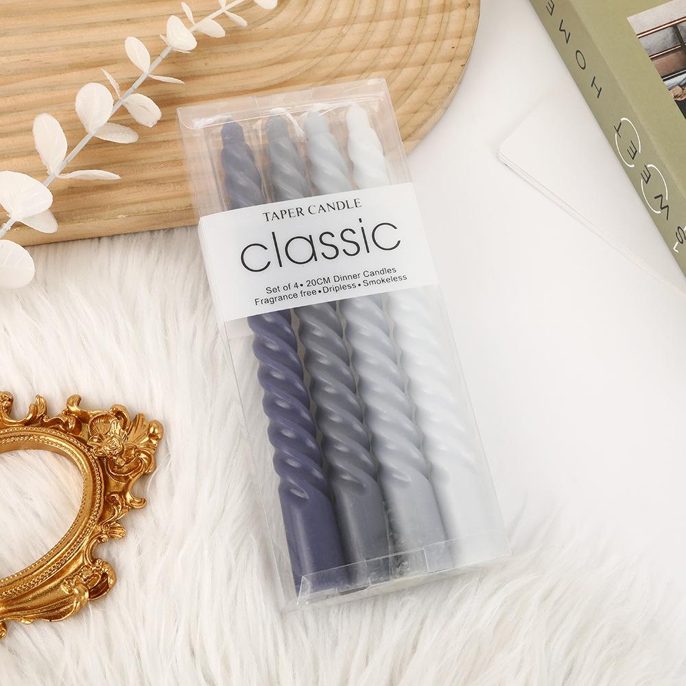 Gradient Color Threaded Long Rod Candle Home Romantic Wedding Decoration Spiral Rod Wax