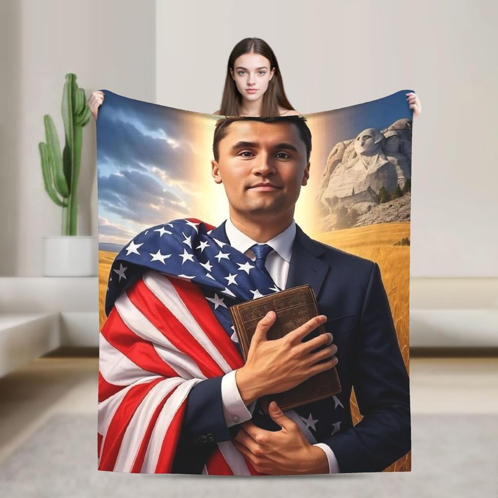 Charlie Kirk Angelic Advocate Soft Blanket  Travel Office Plush Throw Blanket Fashion Couch Bed Flannel Bedspread Sofa Bed Cover