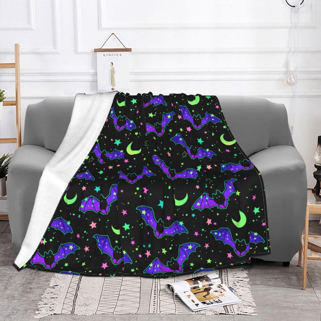 Halloween Fledermaus Sterne Cartoon Decken Fleece Druck Multifunktionale Weiche Überwurfdecken für Zuhause Büro Steppdecke