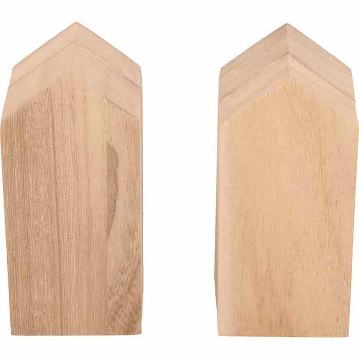 Décoration en bois - ARTEMIO - Maisons + plateau - 8 pièces - Personnalisable - Mixte