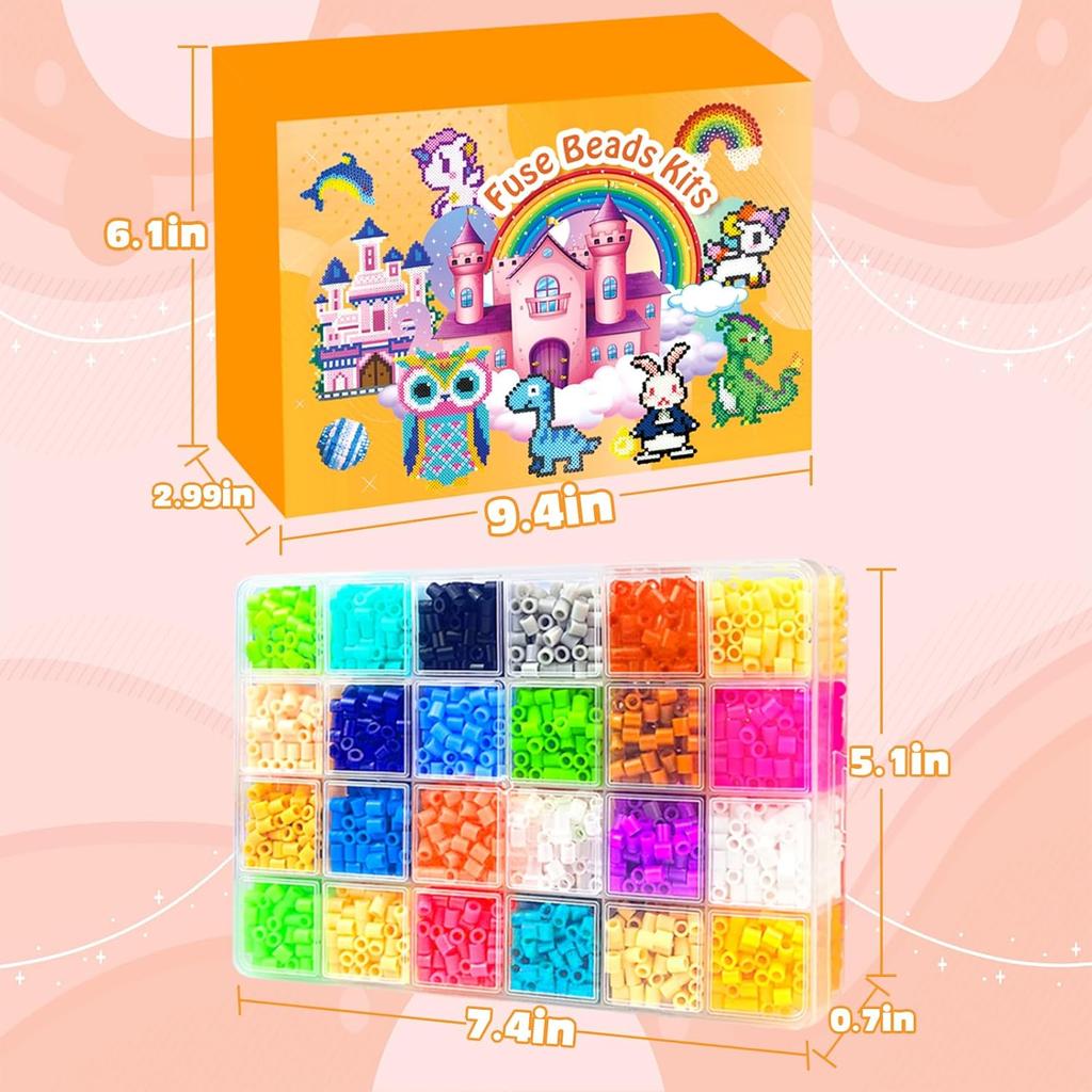 Fuse Beads Kit - 72 Colors 5mm Fuse Beads Set with Pegboards, Ironing Papers and Accessories, Fuse Beads 3 Boxes, DIY Craft Kits for Kids, Arts and