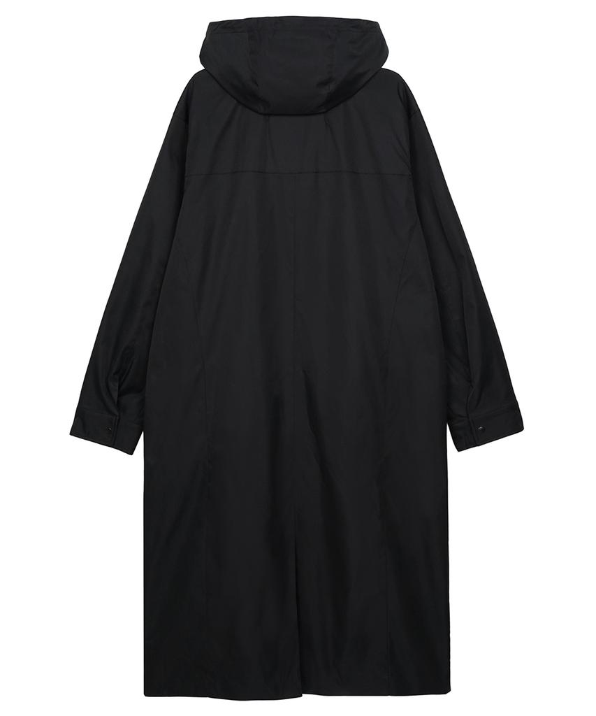 Yiyae Detachable Hood Long Cover Coat Black