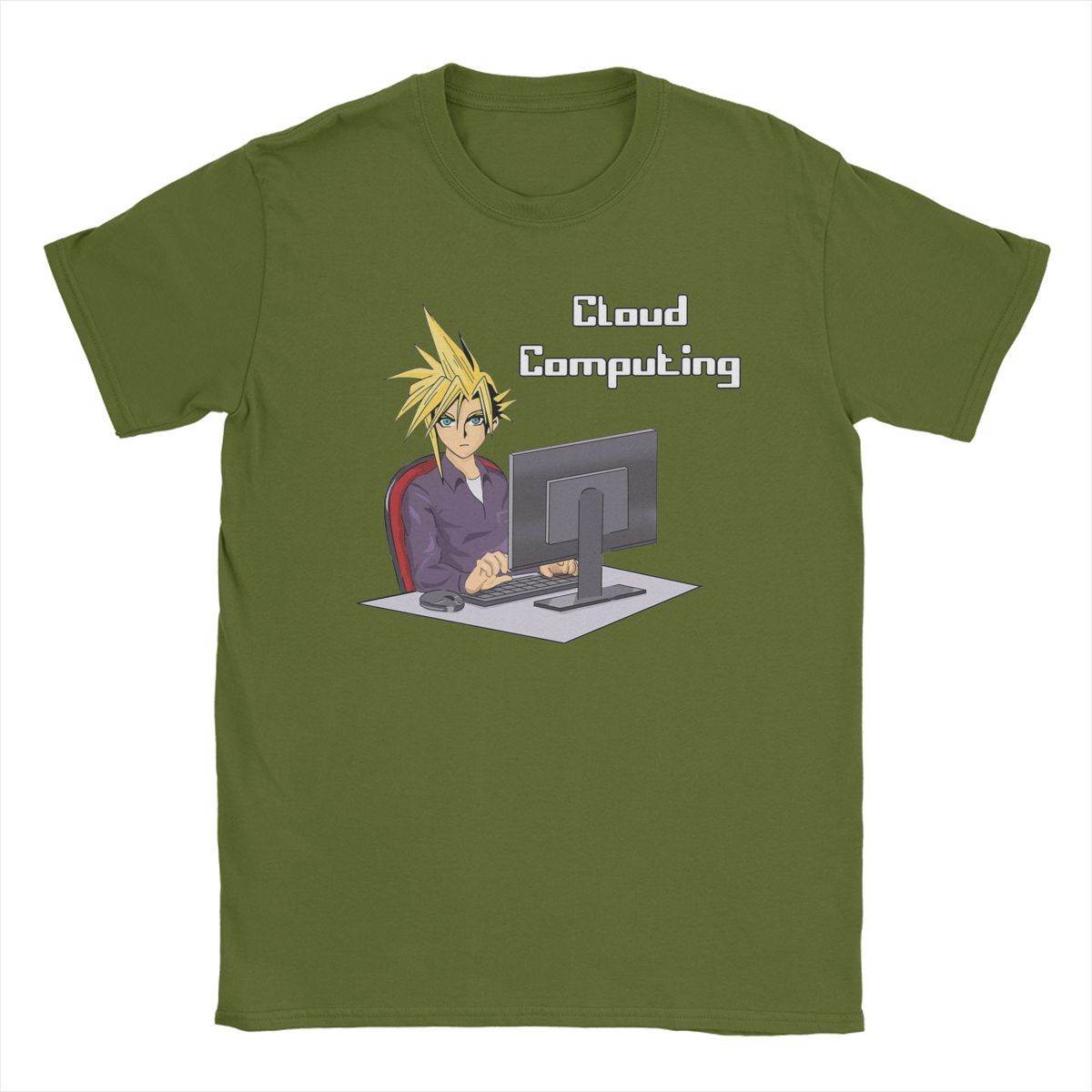 Винтажная мужская футболка Final Fantasy 7 Cloud Computing с круглым вырезом, 100% хлопок, с коротким рукавом, с принтом 4XL