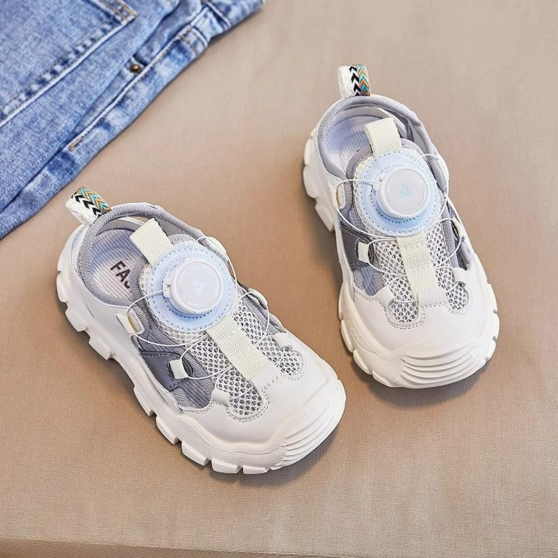 Kids Breathable Mesh Knob Buckle Closed Toe Casual Sandals 26