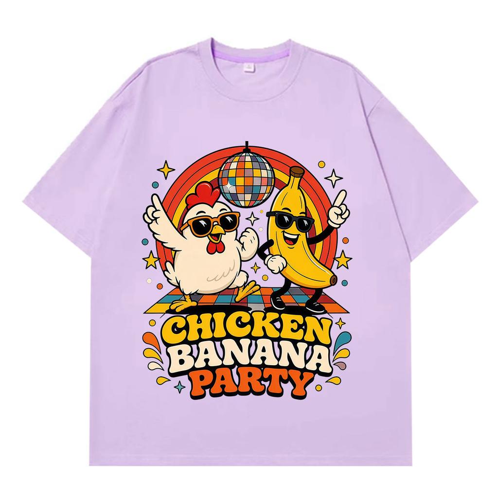 Chicken Banana Party Funny Meme T Shirt Unisex Unisex Fashion Clothing Tshirts Summer Shortsleeved Loose Casual Cotton Tshirts