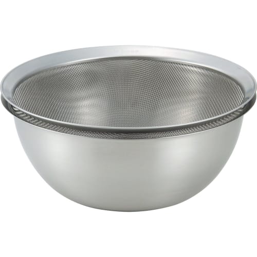 La base Tsubame-Sanjo Stainless Steel Bowl, Strainer, Plate, and Shallow Strainer Set (4 pieces) Made in Japan by Yoko Arimoto, LLM-8717