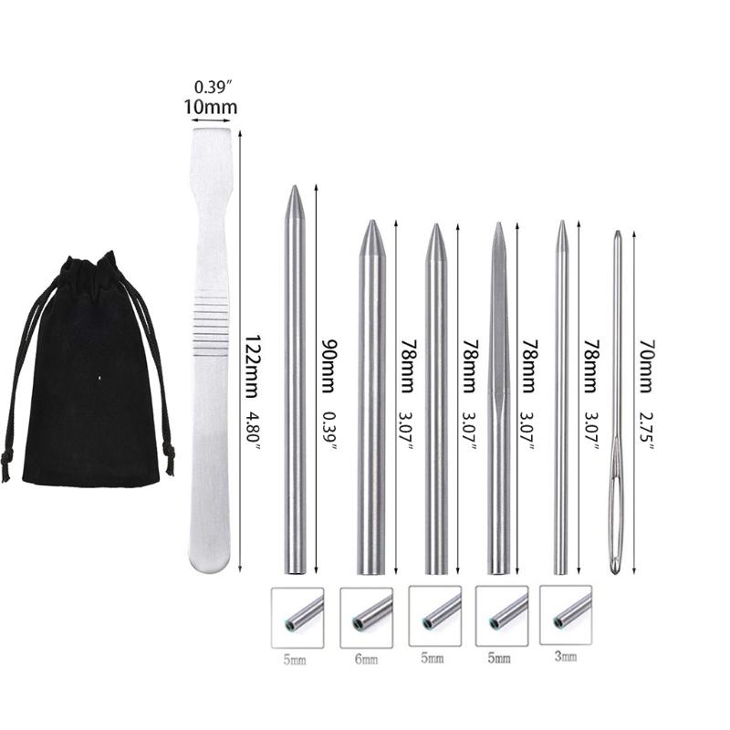 Portable Knotter Tools Stainless Steel Lacing Needle and Smoothing Tool Fit for Leather Fit for DIY Craft Supplies