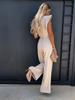 Pendler-Jumpsuit mit hoher Taille und Taillenband