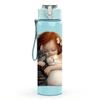 1PC Little Baby Hug Stuffed Bear Print 750ml Color Plastic Sports Water Bottle Leakproof Flip Straw Lid Suitable for Sports Office Home Use
